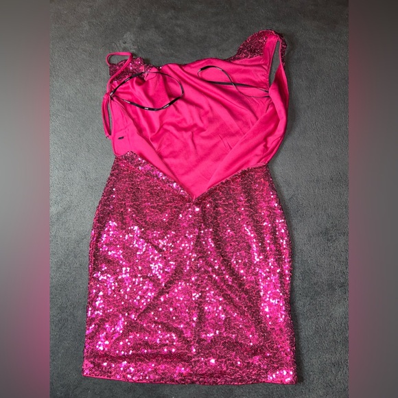 Forever 21 Size S Pink Sequin Sparkle Bodycon Mini Cocktail Party Dress - Picture 5 of 5